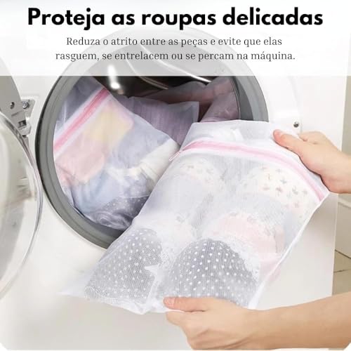 Kit 5 Sacos de Lavar Roupas Delicadas na Máquina de Lavar | Perfeito para Roupas Íntimas e Peças Finas | Cestinho de Proteção para Lingeries | Zíper Reforçado - Premium (Cores Sortidas)