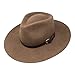 B&S Premium Lewis - Wide Brim Fedora Hat - 100% Wool Felt - Water Resistant - Leather Band - Light Brown 56