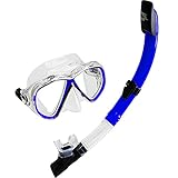 IST Snorkeling Combo Set: Mask, Semi-Dry Snorkel, Mesh Travel Bag (Adult and Junior sizes)