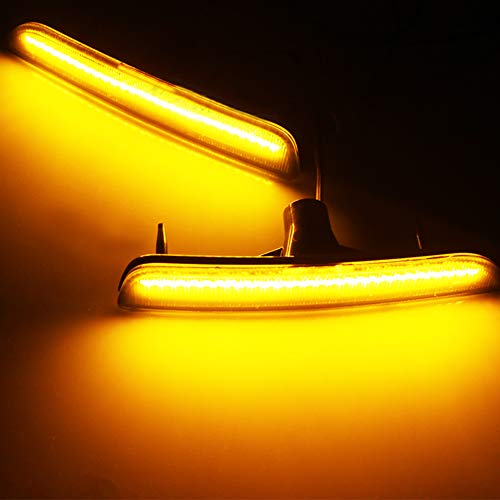 GTINTHEBOX (2) Smoked Lens Front Side Marker Lamps w/Amber LED Lights Lamps For 2010-2014 Ford Mustang front bumper