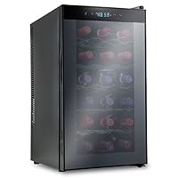 Ivation 18 Bottle Dual Zone Thermoelectric Red & White Wine Cooler/Chiller Counter Top Wine Cellar with Digital Temperature Display, Freestanding Refrigerator Smoked Glass Door Quiet Operation Fridge