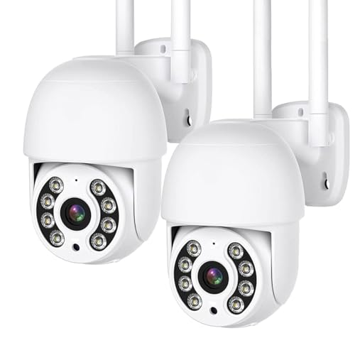 EASYTAO 2PCS C05 Cámara de Seguridad Exterior WiFi 2.4Ghz, iCSee O Tris Home App, 2MP Pan&Tilt 360 Grados, Mini PTZ Cámara Inalámbrica Visión Nocturna, Audio Bidireccional, Detección de Movimiento
