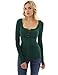 PattyBoutik Women Empire Waist Lace Up Long Sleeve Blouse (Dark Green Medium)