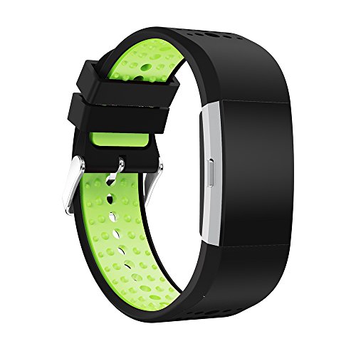 MoreToys Silicone Adjustable Replacement Accessory Sport Watch Band Wrist Strap Bracelet for Fitbit Charge 2 Fitness Wristband (A)