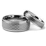 Ring for Men and Ring for Women His & Her's 8MM/6MM Tungsten Carbide Wedding Band Ring Set w/Laser Etched Celtic Design Wedding Band Ring Ideal Rings for Couples