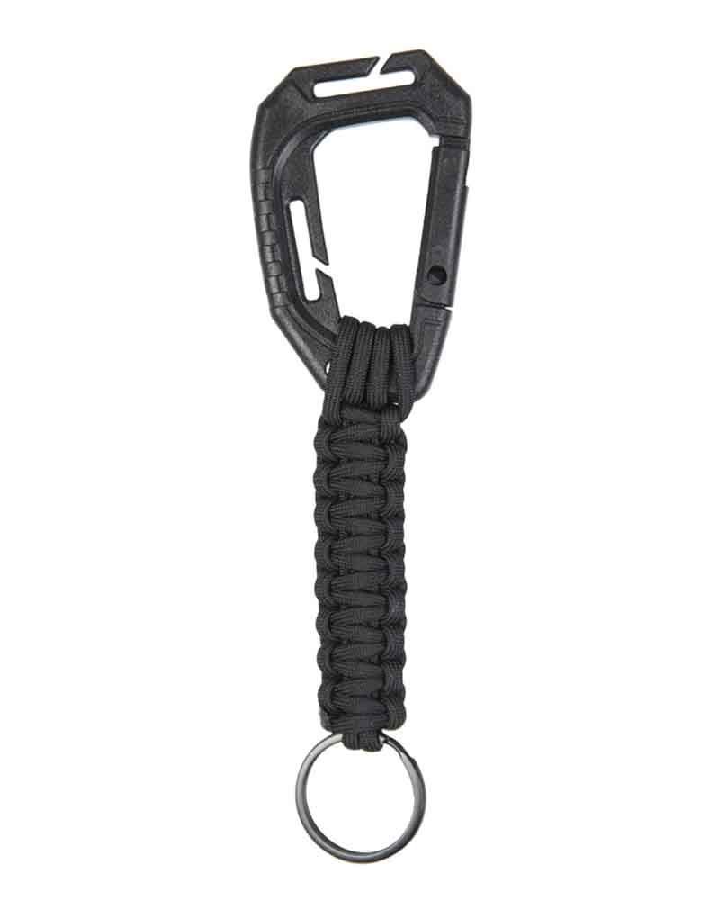 Keyring Paracord with Carab Molle, black, standard size