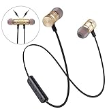 YYQ Bluetooth Headphones Wireless Sports Headset Sweat-Proof Noise-Canceling Earbuds with magnetic and Built-in Mic Headset (gold)