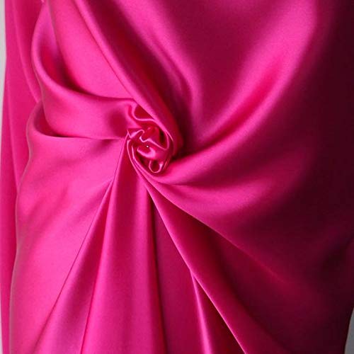 58"/150cm Wide Plain Poly Silk Satin Fabric (Available in 20+ Colours & Various Lengths) (Magenta, 1 Meter (PRE Cut))