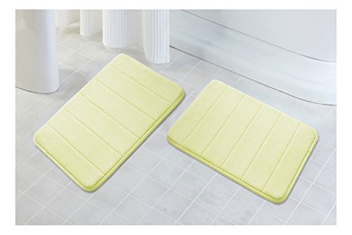 2Pcs 17"x 24" Sage Green Non Slip Coral Velvet Bathmat Absorbent Bath Rugs Memory Foam Bath Mats with Anti-Skid Bottom - Thumbnail 7