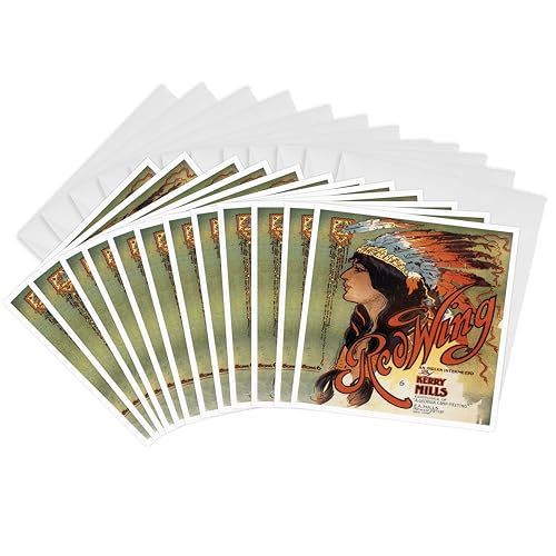 3dRose Greeting Cards, 6 x 6 Inches, Pack of 12, Ogalalla Indian Love Song (gc_…