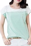 SmallShow Women's Maternity Nursing Tops Short Sleeve Stripe Summer T-shirt for Breastfeeding (XL)