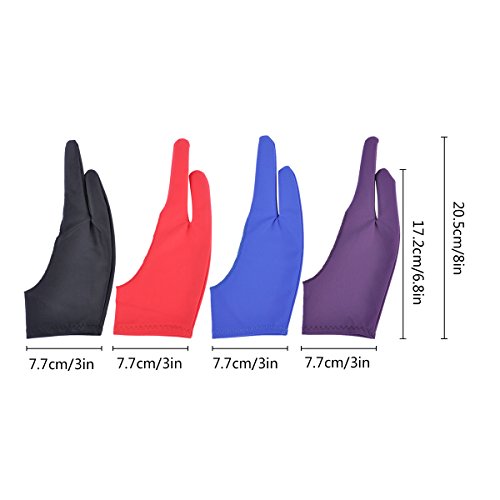 eZAKKA Tablet Drawing Glove, Artist Glove for Graphic Tablet Art Creation Pen Display and iPad Pro Pencil(Blue,Red, Black,Purple)