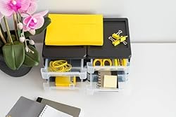 IRIS USA Plastic Stacking Desk Top 3-Drawer Storage