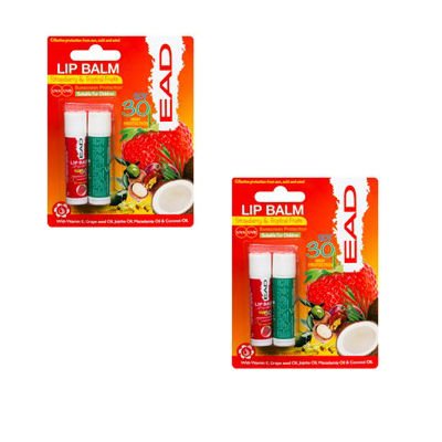 2 packs of 2 EAD SPF 30 Strawberry and Tropical Fruits Lip Balm