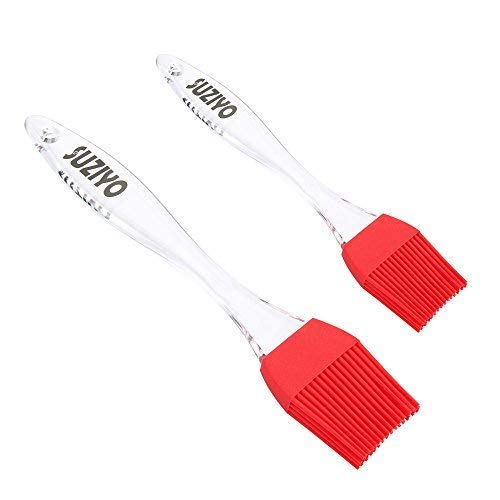 SUZIYO Silicone Basting/Pastry/Grilling/BBQ Brush, Serving for Kitchen Utensil Gadgets, Marinating, Cooking, Baking, Cake Desserts, Steak and More. Set of 2 (Red)
