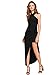 MakeMeChic Women's Sleeveless Split Ruched Halter Party Cocktail Long Dress Black M