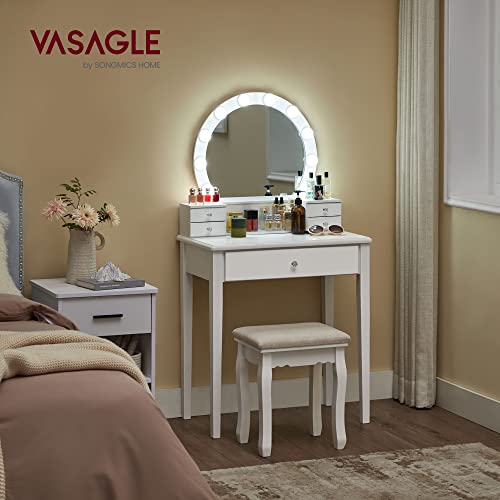 VASAGLE Vanity Set Dressing Table with Mirror, 10 Light Bulbs, Stool 5
