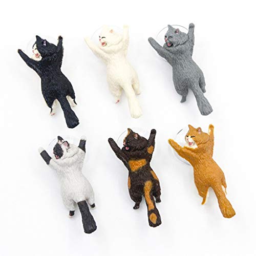 JBBERTH 6 Pack Different Cats Smart Phone Sucker Holder Cute Cat Support Resin Cell Phone Holder Stand Sucker Tablets Desk Sucker Smartphone Holder - Thumbnail 4