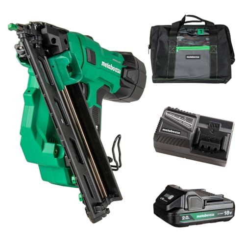 Metabo HPT 18V MultiVolt Brushless Pro 15-GA Angled Finish Nailer Kit, 15 Gauge…