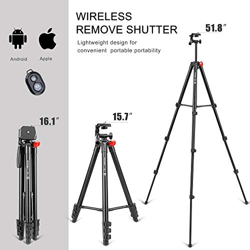 ZOMEI Phone and Ipad Tripod, Video Tripod for Cellphone,Travel Selfie Tripod for Samsung, Huawei,iPhone,Camera and Gopro with Bluetooth Remote Control Universal Smartphone iPad Stand