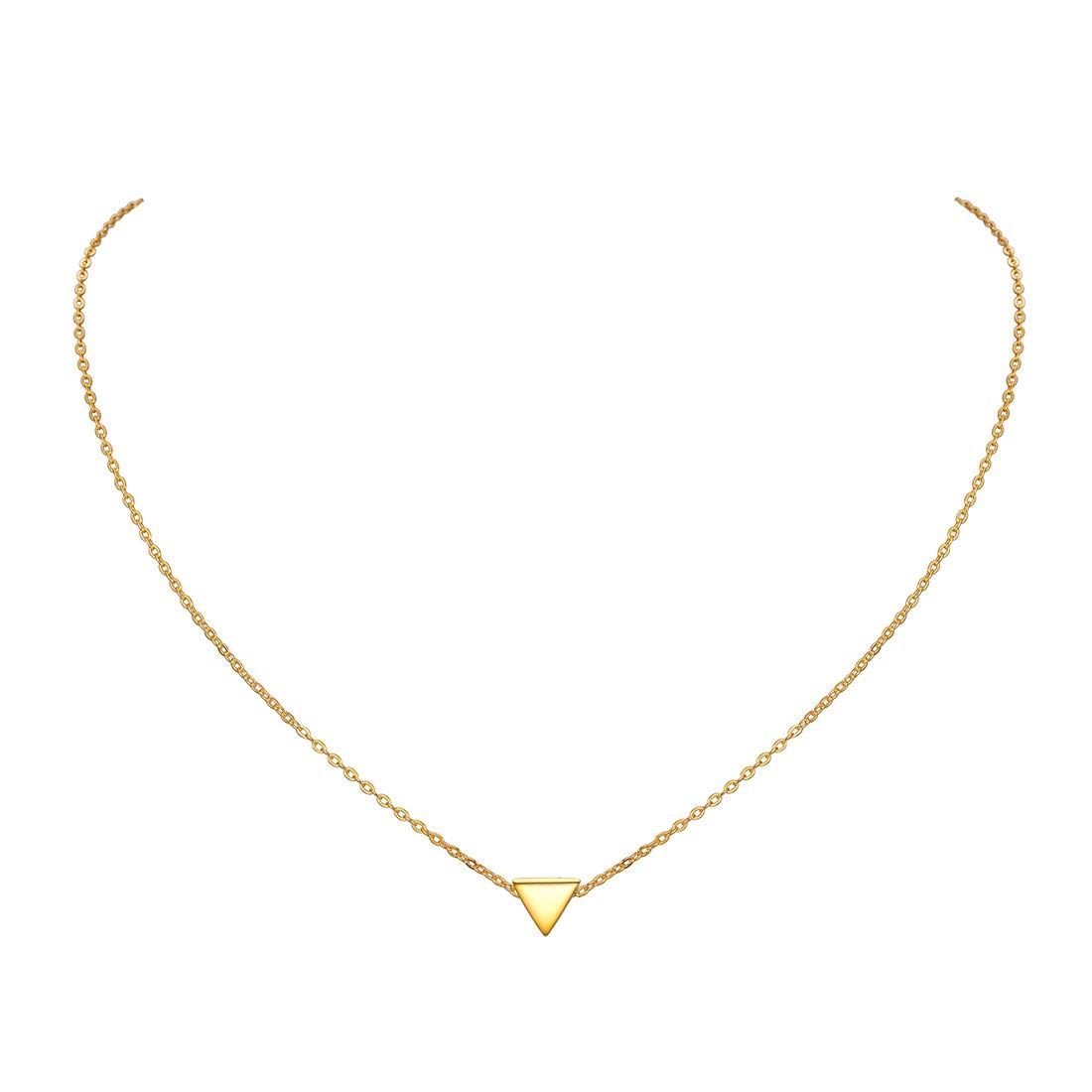 ChicSilver Necklace for Women Sterling Silver Dainty Triangle Pendant 925 Silver Gold Necklaces Lovely Gifts for Females