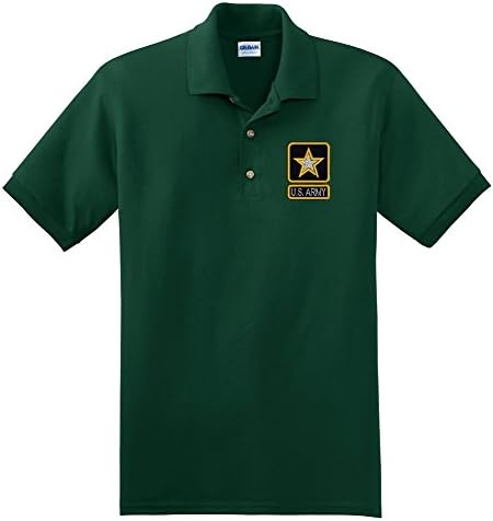 Custom embroidered U.S. Army star design on polo shirt, mens x-large, forest