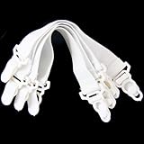 4pcs Sheet Gripper Elastic Garter Fastener Strap Rubber Button Hook for Bed White