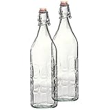 Bormioli Rocco Set of 2 Moresca Bottles, 33.75 oz, Clear