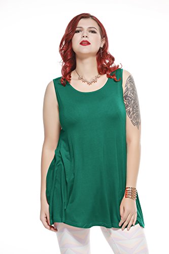 JollieLovin Plus Size Summer Dress - V-Neck Sleeveless Tie-Dye Swing Dress, Loose Fit With Pockets (Purple, Large)