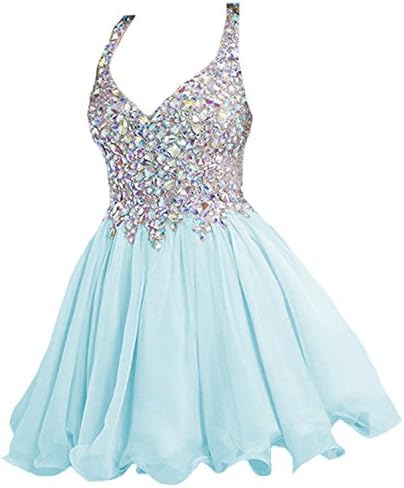 VILAVI A-line Short Chiffon graduation dresses Juniors Dresses 14 Light Sky Blue
