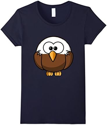Womens American Bald Eagle Cartoon Shirt Birdwatching T-Shirt Small Navy