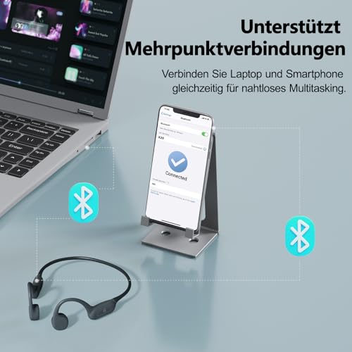 Swimming Headphones - Bone Sound Headphones Bluetooth 5.4, IPX8 Waterproof Sports Headphones with MP3 Mode, Underwater Open Ear Headphones with 32 GB Memory, Lightweight & Safe for Running (Grey)