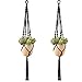Koytoy Macrame Plant Hanger,2 Pcs Handmade Cotton Rope Decorative Hanging Planter Flower Pots Holder for Indoor Outdoor Boho Home Decor,4 Legs 39 Inch (2 PCS Black)
