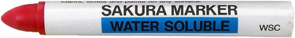 Sakura Industrial Water Soluble Crayon Marker, 5/8" Diameter x 5" Length, 14 to 122 Degrees F, Red (Box of 10)