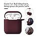 Xmifer AirPods Case, Cute Airpods Case Keychain Drop Proof (Silicone Skin for AirPods Charging Case 2/1) with Fluffy Fur Ball Keychain and Airpods Anti-Lost Strap for Airpods 2/1(Wine)