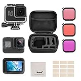 Deyard kit de accesorios para GoPro Hero 8 Black con funda a prueba de golpes + funda a prueba de agua + protector de pantalla de vidrio templado + funda de silicona para GoPro Hero 8 Black
