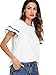 Floerns Women's Layered Ruffle Lace Trim Short Sleeve Blouse Tops White M