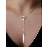 Usstore Women Lady Simple Metal Ring Short Necklaces Chic Y Shaped Circle Lariat Alloy