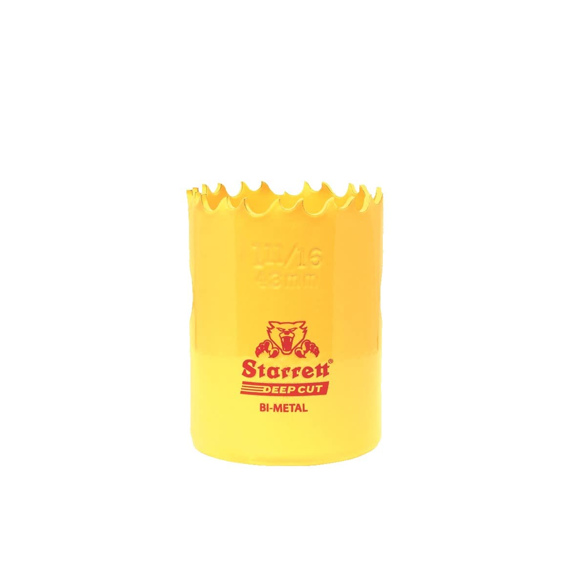 Starrett Deep Cut Hole Saw - DCH1116 Heavy Duty Bi-Metal with Extra Cobalt HSS Teeth - For Metals Wood Cast Iron Fibreglass Plastic Materials - 43mm