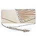 Fashion Road Womens Pleated Crystal Evening Clutch Handbags Wedding Party Clutch Purse Apricot