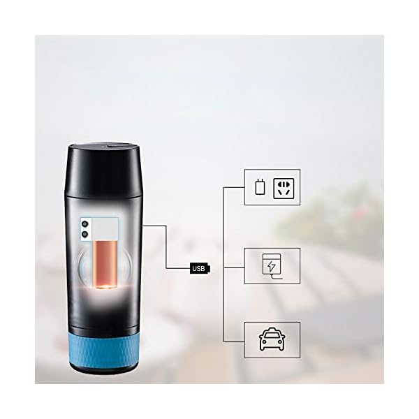 Canness Kleine Reisekaffeemaschine Tragbare Mini-Kaffee-Maschine USB aufladbare Kaffee-Puder-Kapsel Dual-Use-Reise… – Bild 3