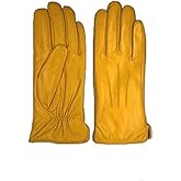 Womens Winter Genuine Sheepskin Nappa Leather Lined Gloves - Yellow