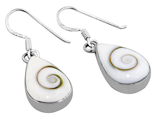Avend ConceptsSterling Silver and Eye of Shiva Shell Teardrop Dangle Earrings