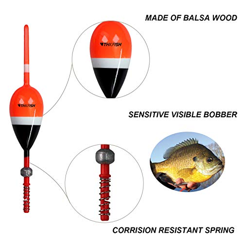 THKFISH Fishing Floats and Bobbers Balsa Wood Floats Spring Bobbers