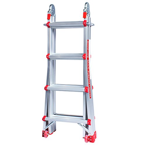 GOOD LIFE EN131 4X4 Step 13 Foot Telescoping Multi-Ladder Aluminum Extension Adjustable & Folding Multi-Use Multi-Position Ladder 300-Pound for Home HMI476 - Thumbnail 3