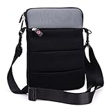 Black & Grey Messenger Slim Sleeve Bag Case (w/Strap) NuVur for HP Pavilion x2 Detachable 2 in 1 10.1
