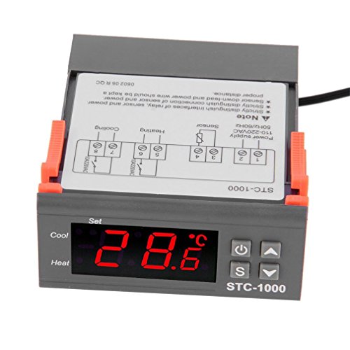 Graspwind Temperature Controller All-Purpose Digital Centigrade Thermostat with NTC Sensor 2 Relays