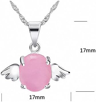 Designers Volleyball Bridesmaid Silver Necklace Pink Opal Flying Angel Wing Gothic Pendant Necklace