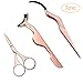 3 Pieces False Eyelashes Applicator Tool Eyelash Extension Tweezers Eyelashes Eyebrow Scissors Stainless Steel Fake Eyelashes Remover Clip Nipper (Rose Gold)