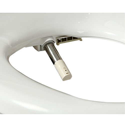 SmartBidet SB-110 Electric Bidet Seat for Elongated Toilets with Control Panel, Stainless Steel Nozzle with Removable Nozzle Cap, Child Wash Function, Slim and Strong Design in White